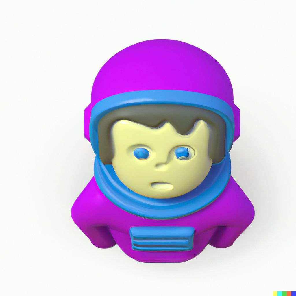 a brightly coloured, detailed icon of an astronaut emoji, 3D low poly render, isometric perspective on white background